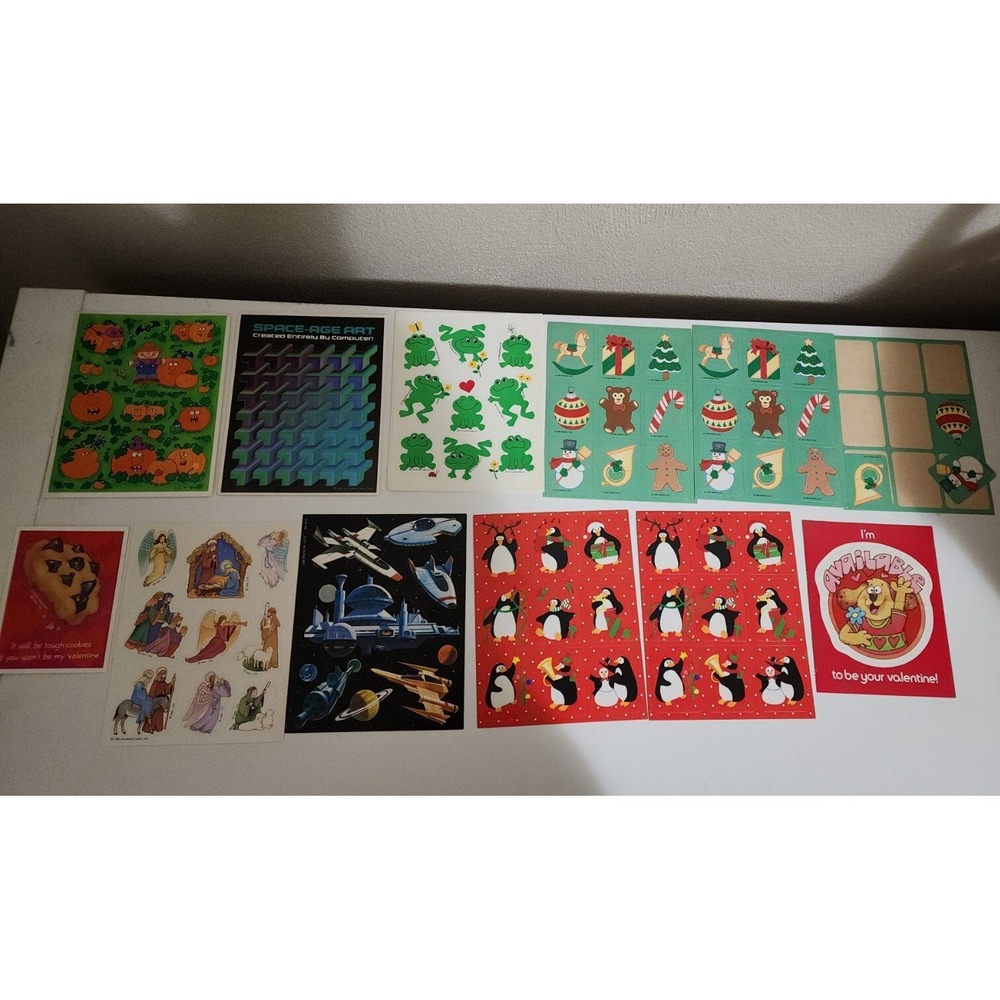 Lot Vintage 80's‎ Hallmark Sticker Sheets Lot Scratch And Sniff Gibson Denison